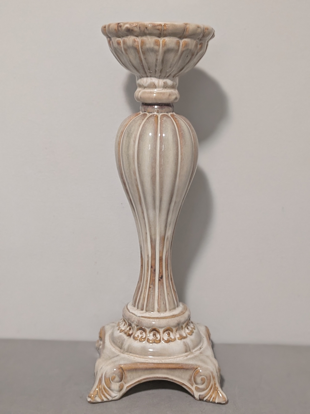 17" Tall Elegant Ceramic Candle Holder Beautiful Detail Bombay Candle Not Incl - Picture 2 of 11